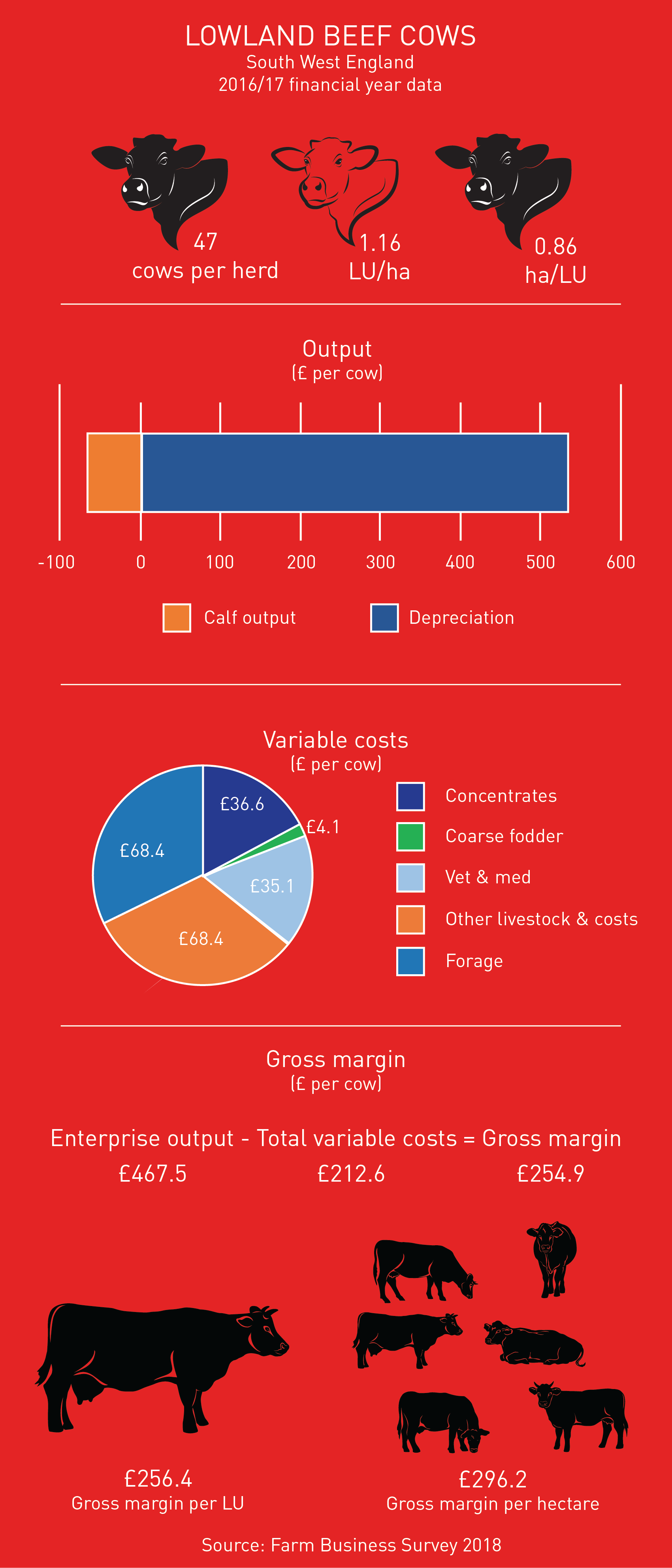 Lowland beef cows gross margin